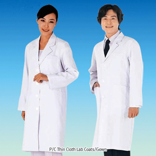 P/C Thin Cloth Lab Coats/Gown, with 35% Cotton + 65% PolyesterP/C 얇은소재의 고급가운-백색, Premium-type, Ideal for Laboratory &amp; Medical